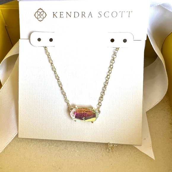 NWT Rare & Retired Kendra Scott Ever Necklace Dichroic & Yellow Gold Amazing! - Picture 6 of 14